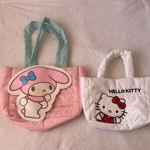 Sanrio Hello Kitty and My Melody Puffer Tote Bags | Kawaii